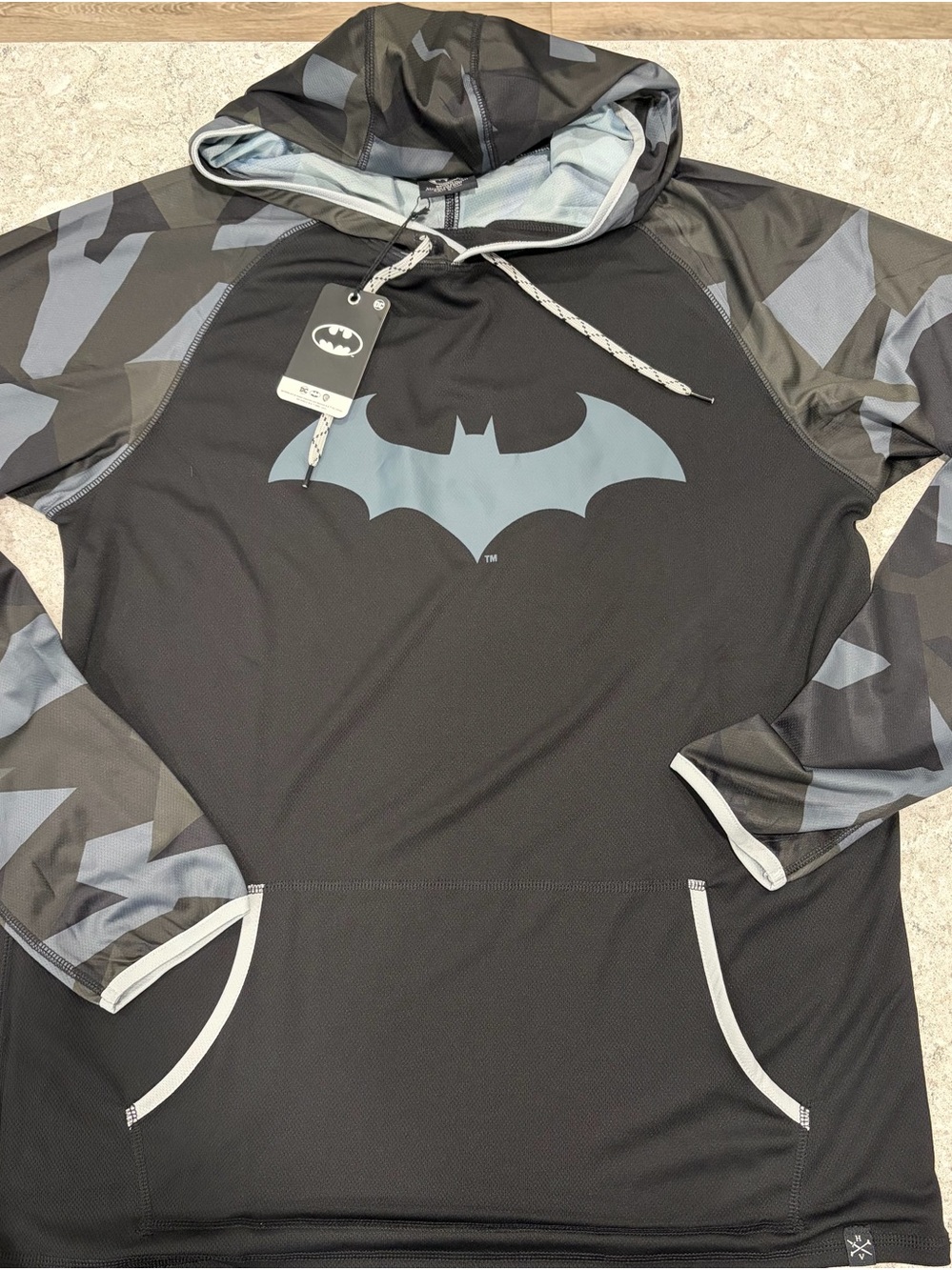 Batman Hero’s and Viliians Black & Gray Hoodie-Large NWT